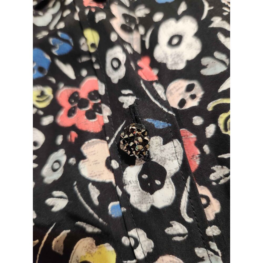 Coach 1941 whimsygoth 100% silk black floral blouse with skulls size xs - Picture 2 of 4